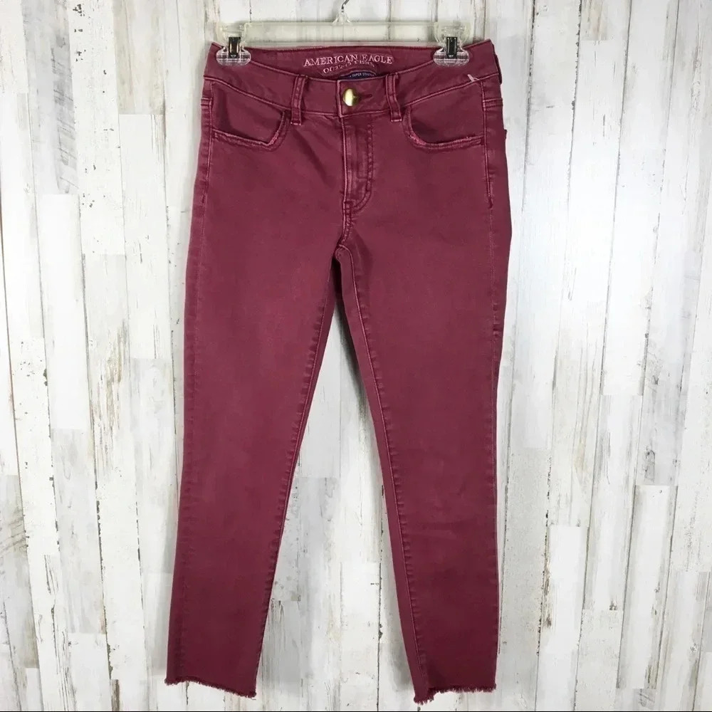 American Eagle AE Jegging Crop Jeans Denim Red 2 v6x